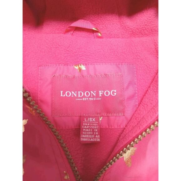 London Fog Girls Fleece Lined Lightweight Jacket With Hood Size 6x Pink - Picture 5 of 5